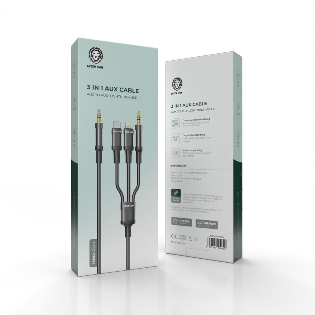 Green Lion 3 In 1 AUX Cable(1m)